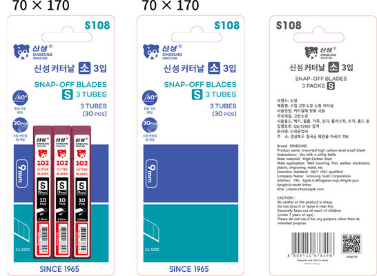 comprar Desligue as lâminas da faca 9mm Sinseung S108 Inclui 30 PCS de S102 Ferramenta de corte de revestimento de parede Fabricação em linha