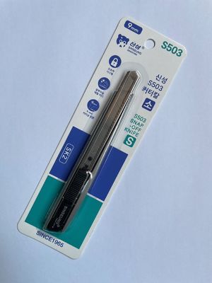86mm Estilete para Drywall Cinza com Lâmina Descartável e Trava Deslizante