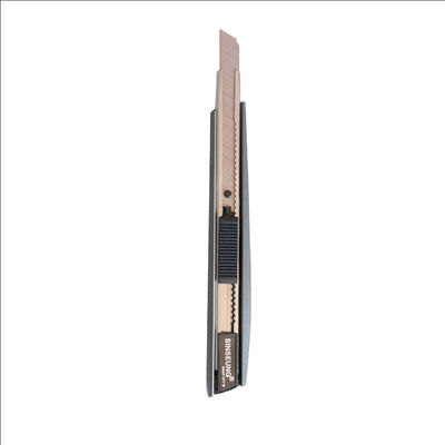 Faca utilitária para drywall com lâmina de metal de 9mm, cortador de caixa com lâmina retrátil, concha de alumínio preta